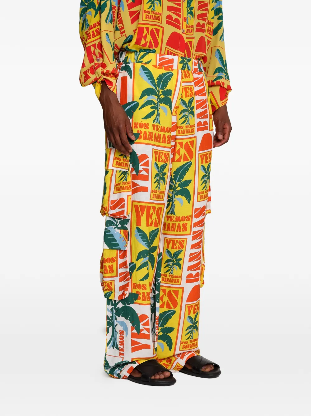  Amir Slama Palm Tree Trousers - Yellow 