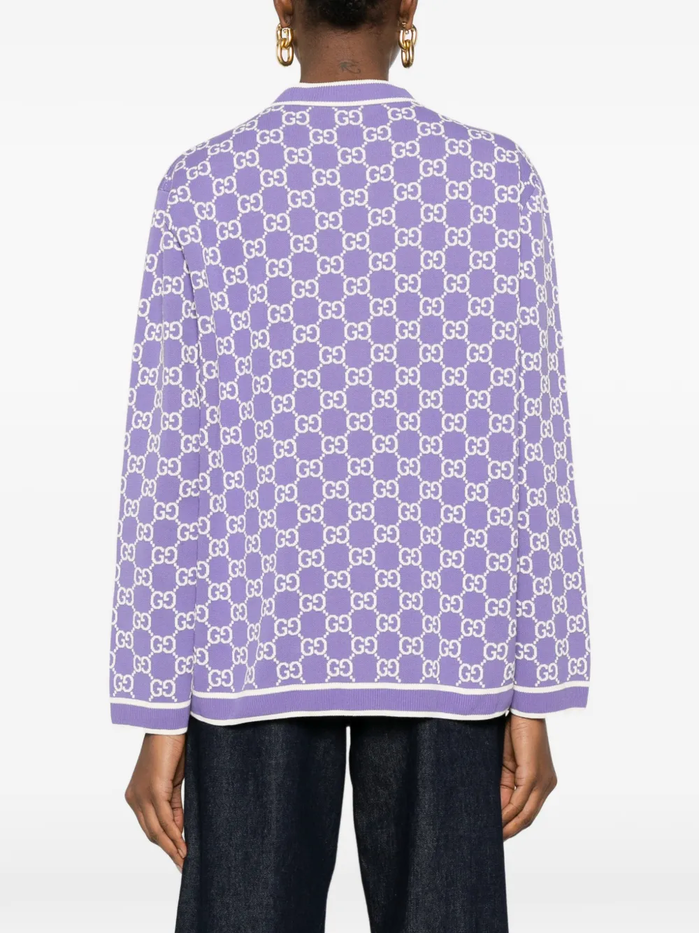 Gucci Gebreid vest met monogram en knopen Paars