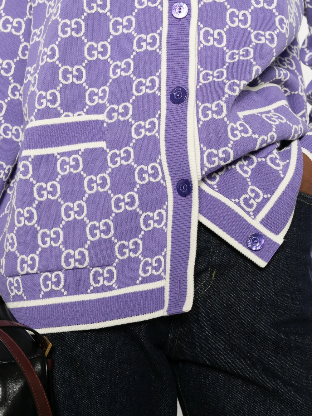Gucci Gebreid vest met monogram en knopen Paars