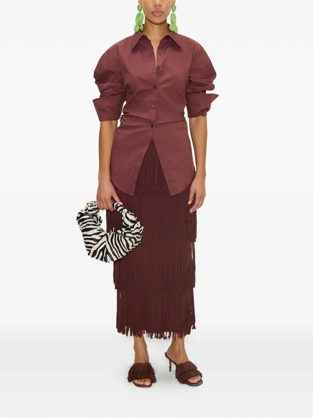  Simon Miller Za Za Fringe Midi Skirt - Brown 