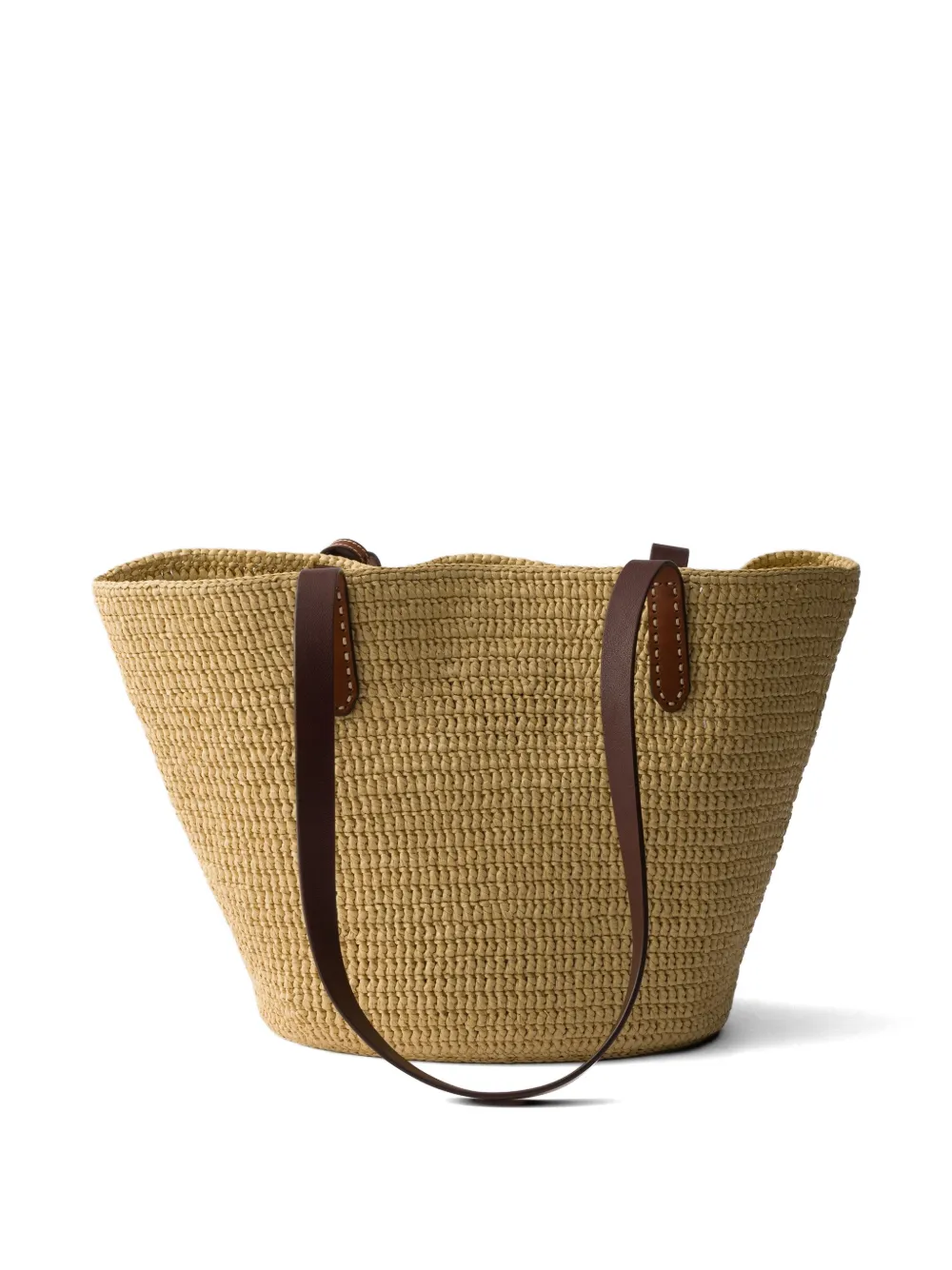 Prada Medium gehaakte en leren shopper Beige