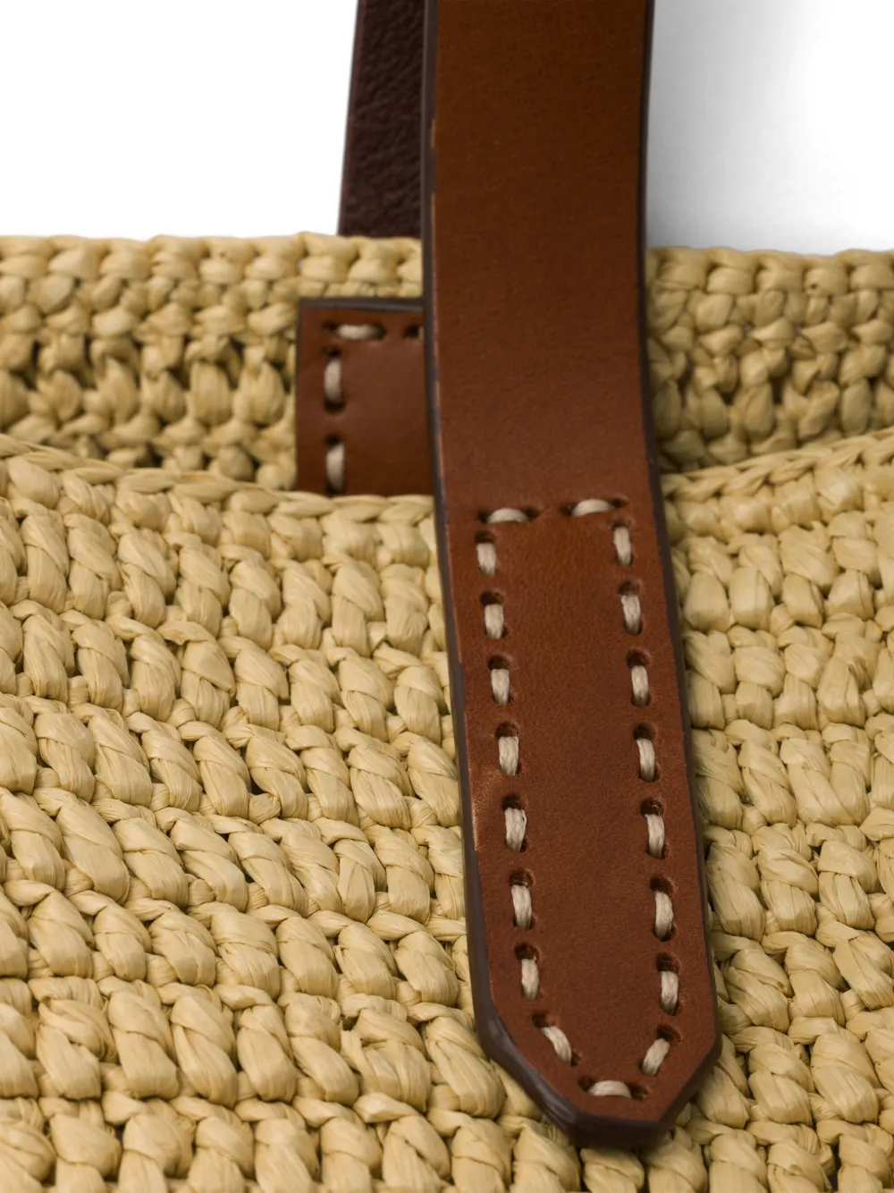Prada Medium gehaakte en leren shopper Beige