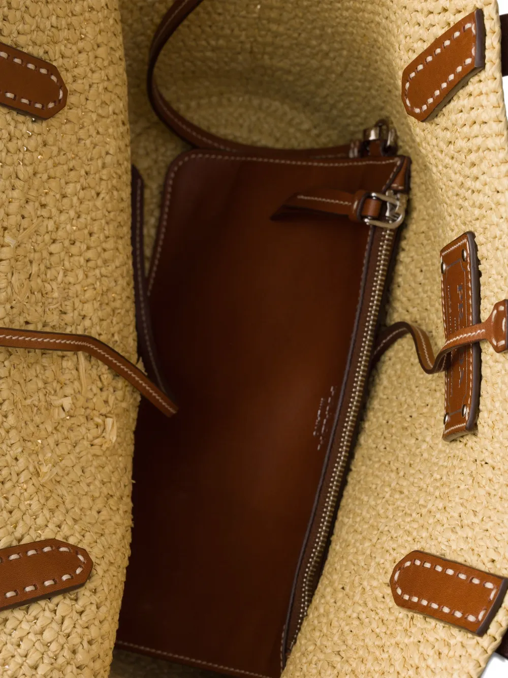 Prada Medium gehaakte en leren shopper Beige