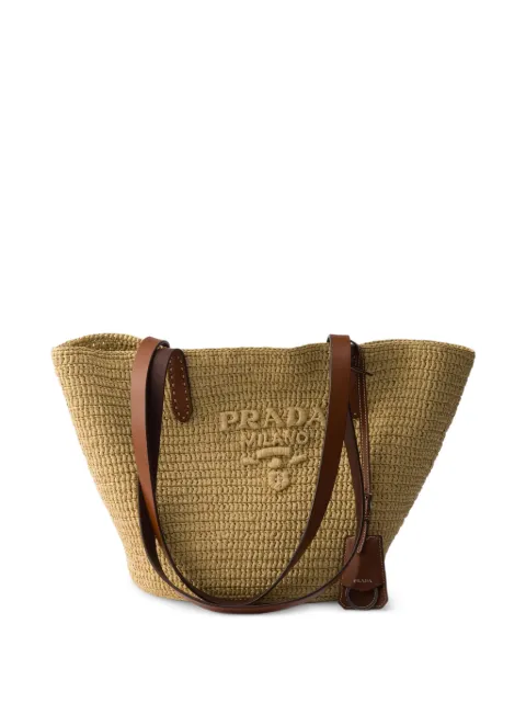 Prada medium crochet and leather tote bag