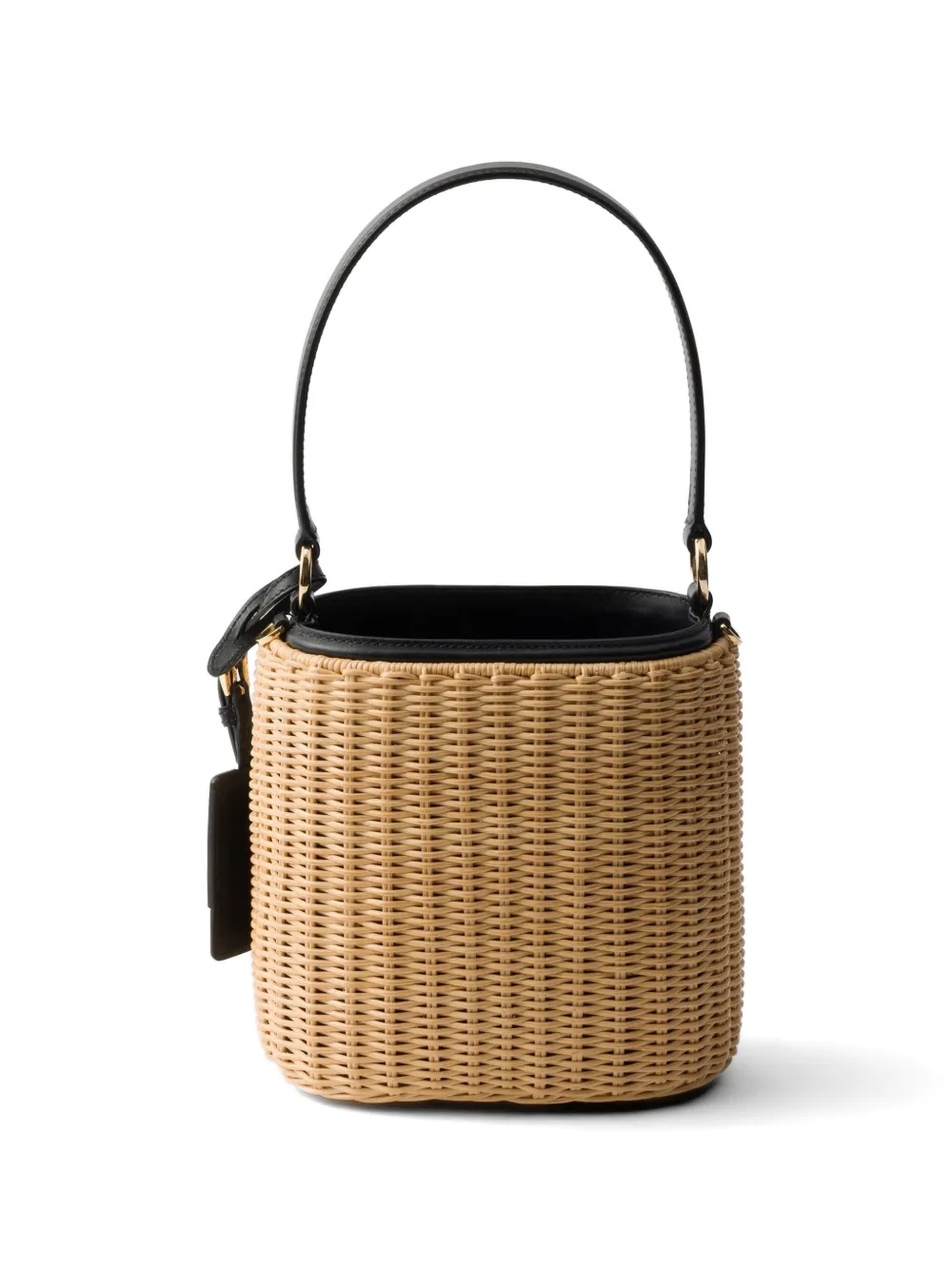 Prada Rieten en leren bucket-tas Beige