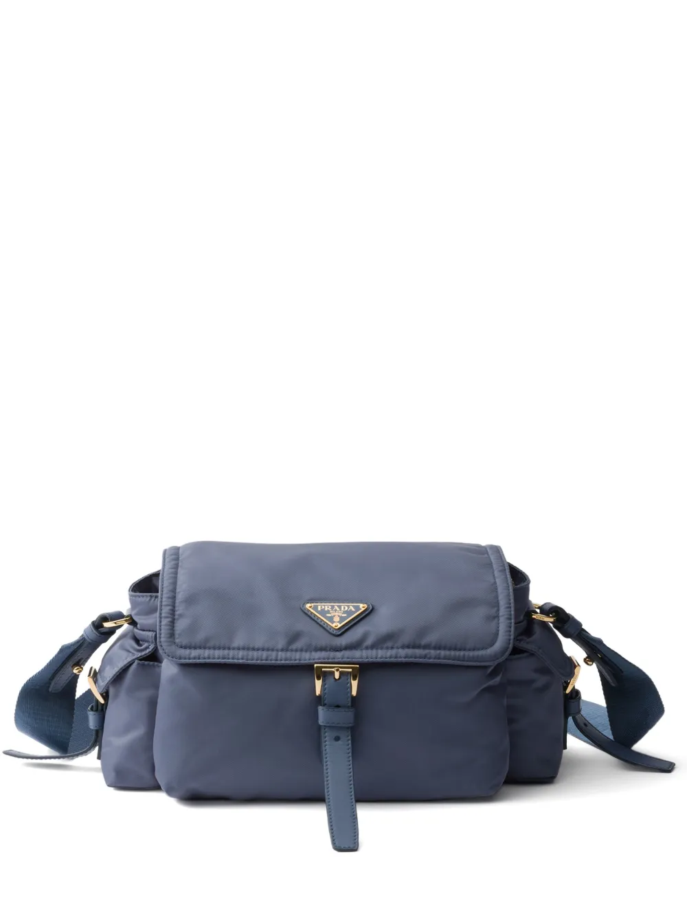 Prada Explore medium Re-Nylon shoulder bag with flap - Blu