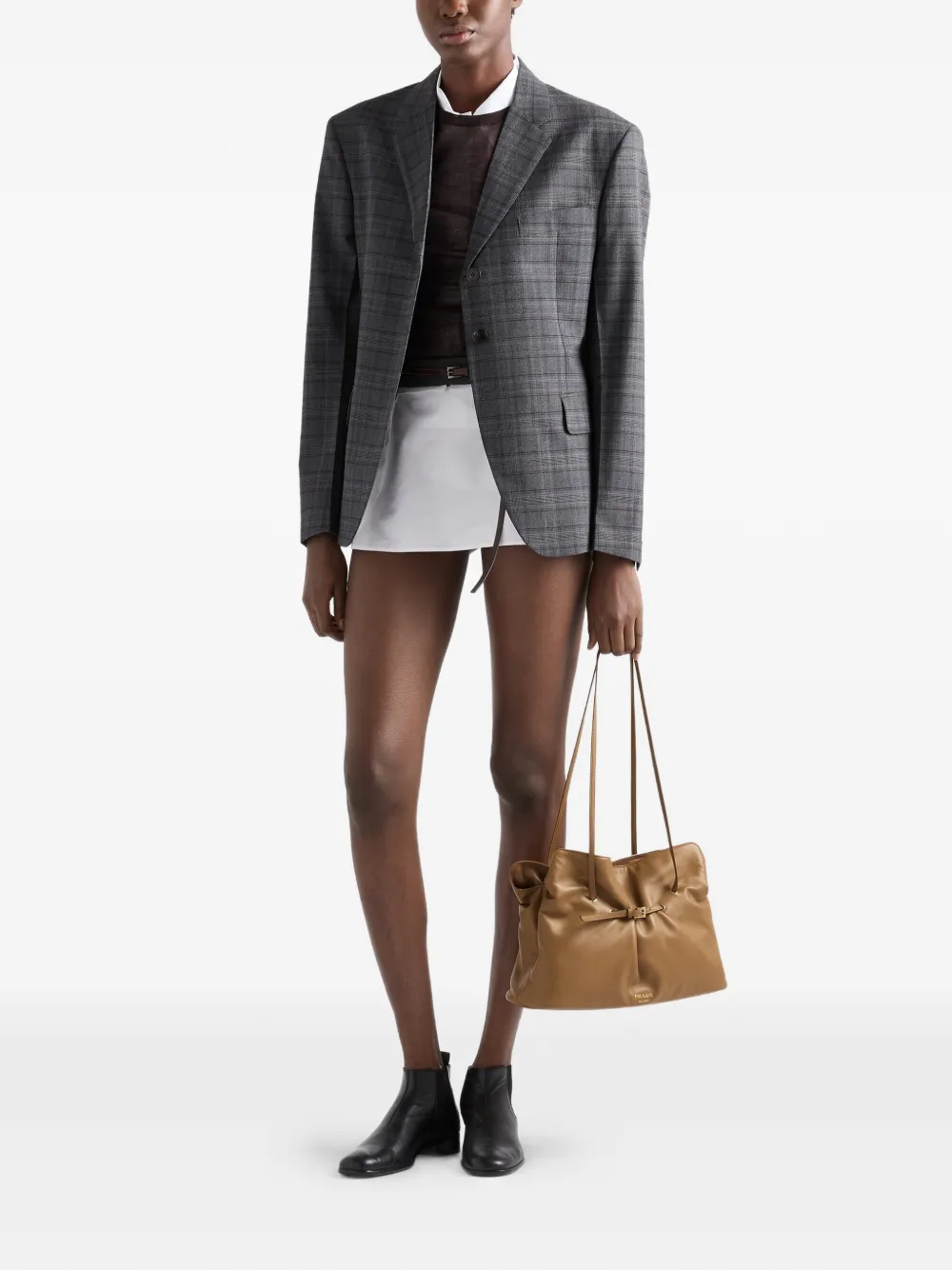 Prada Dada grote nappaleren shopper Beige