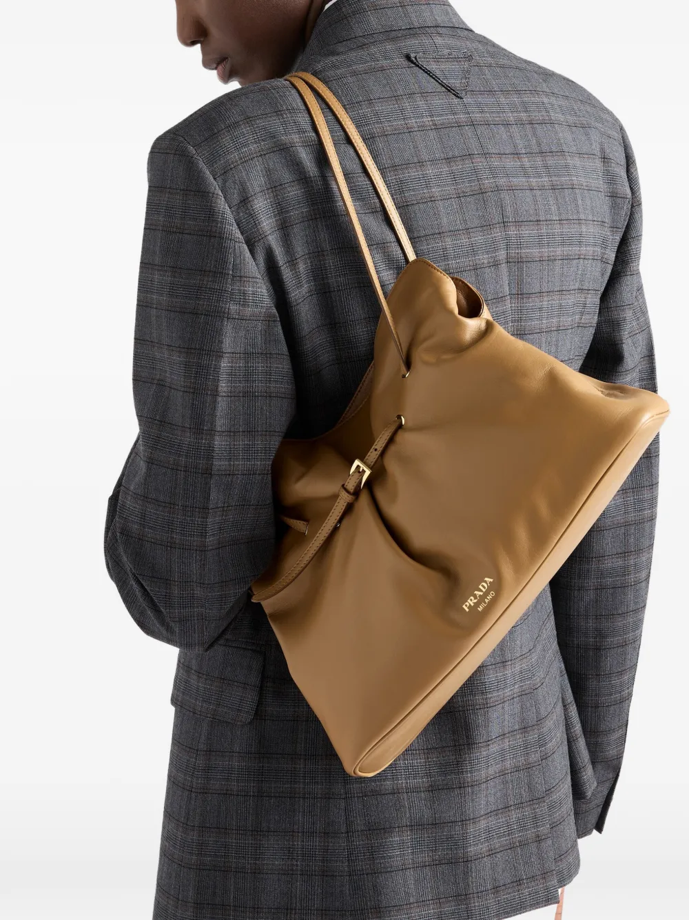 Prada Dada grote nappaleren shopper Beige