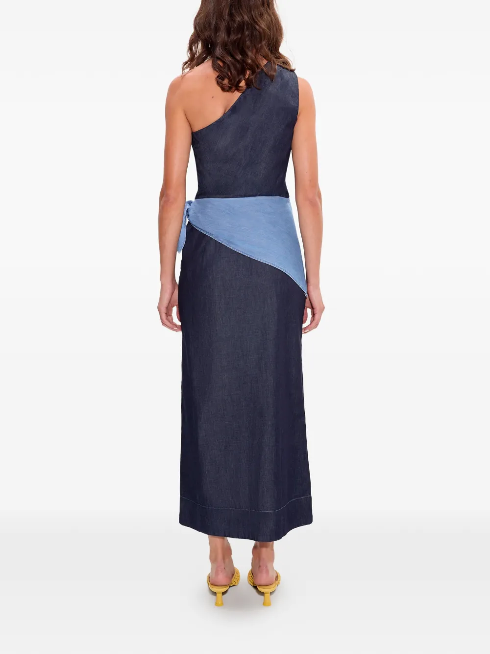  Simon Miller Belem Chambray One-shoulder Midi Dress - Blue 