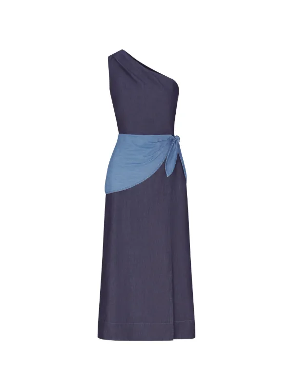 one shoulder chambray dress Simonmiller Belem Chambray One-shoulder Midi Dress
