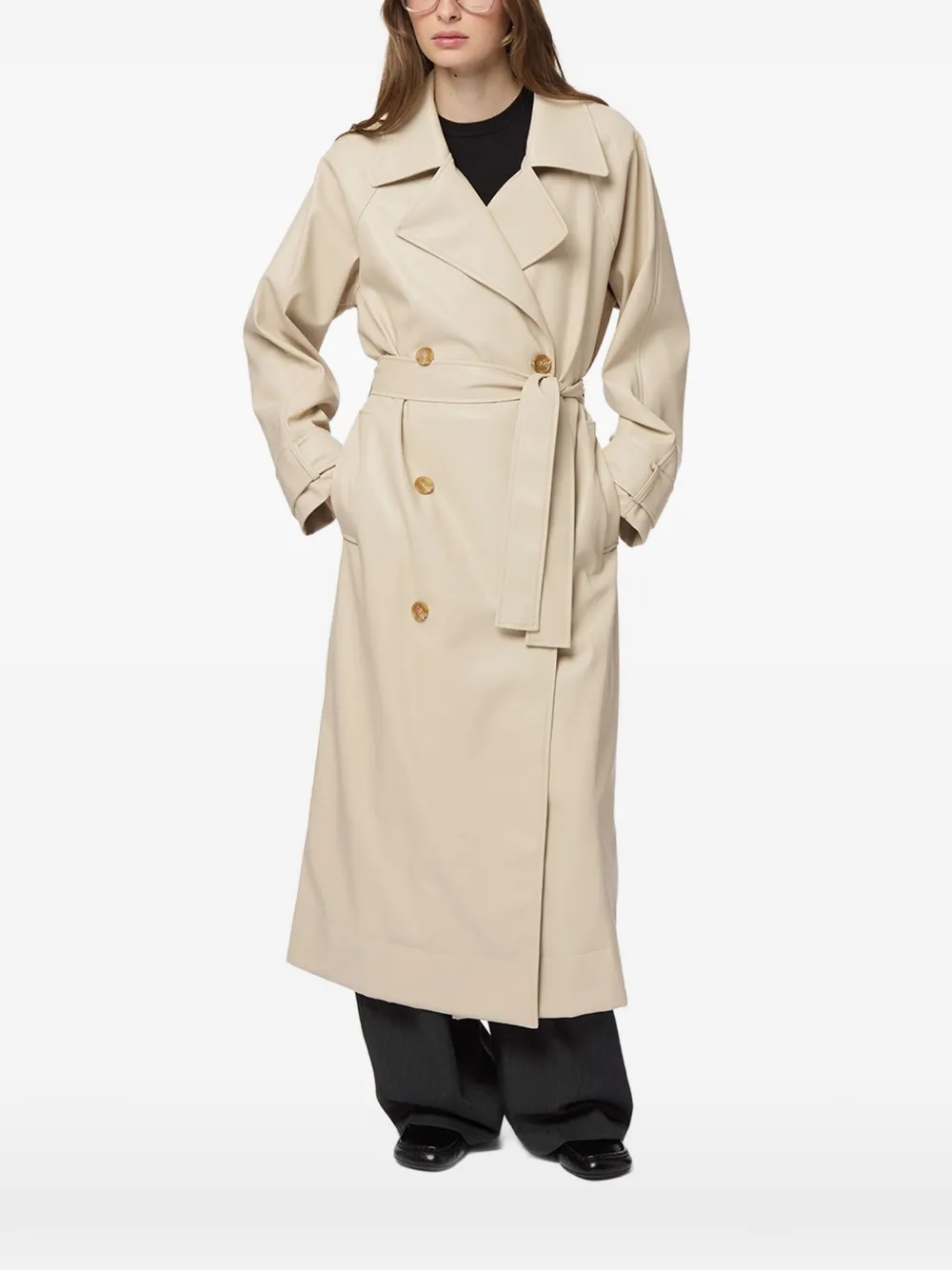 Apparis Luca trenchcoat met dubbele rij knopen Beige