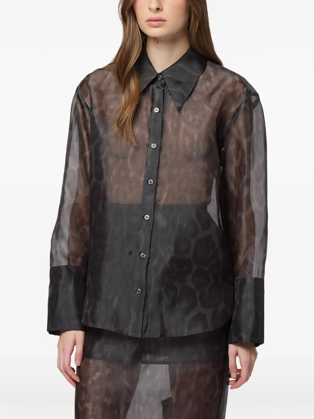 Apparis Tyra blouse met luipaardprint Zwart