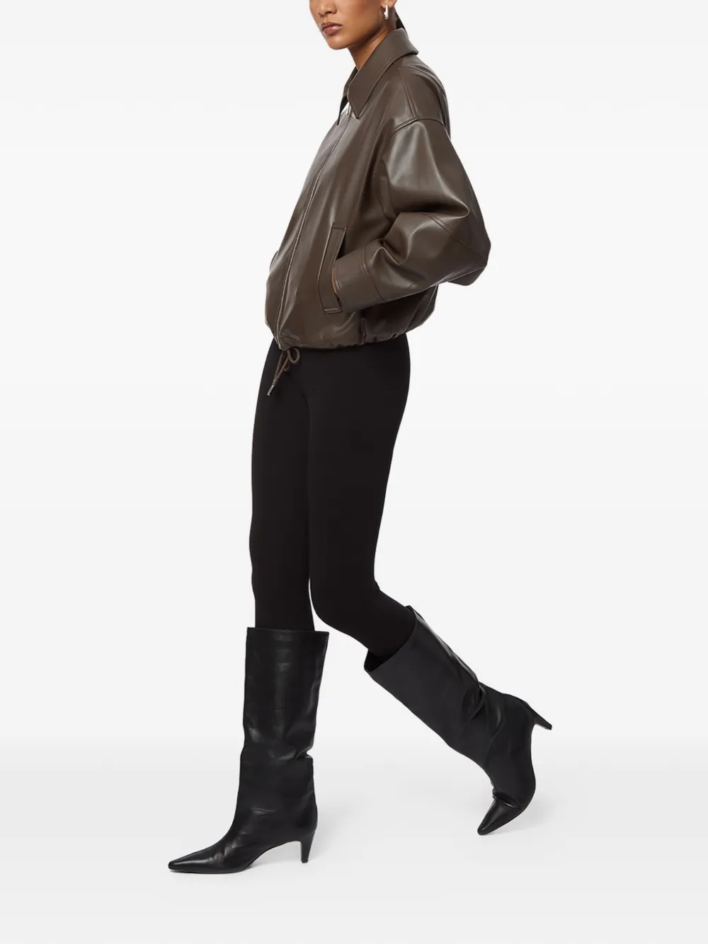 Apparis Ada Faux Leather Bomber Jacket In Brown