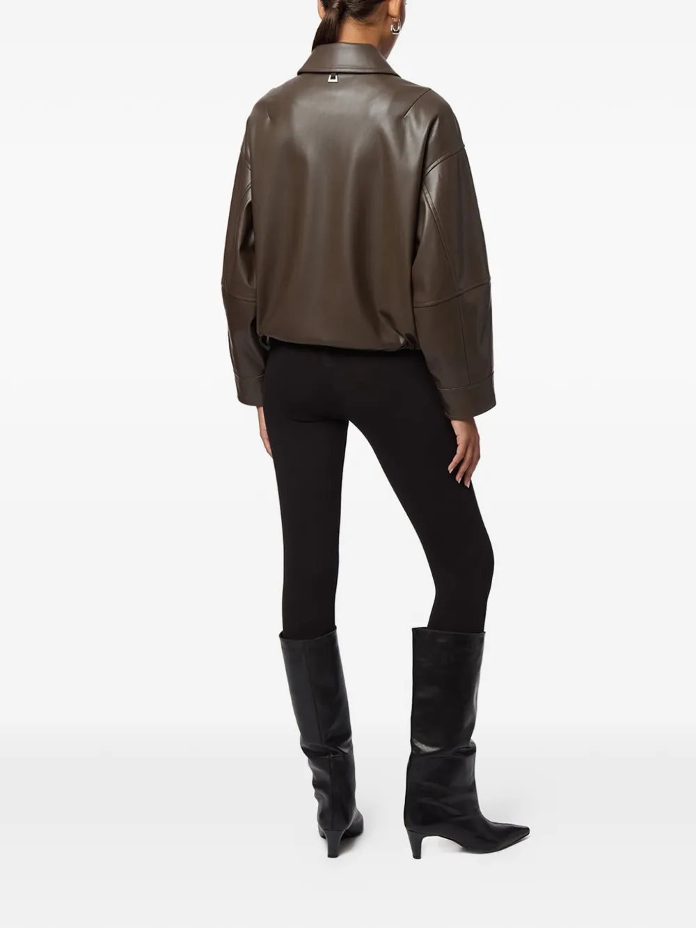 Apparis Ada Faux Leather Bomber Jacket In Brown