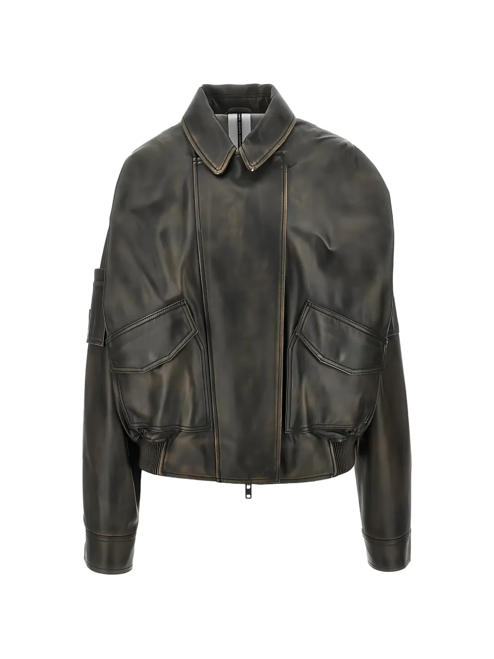 Sword zip-up leather jacket - Nero
