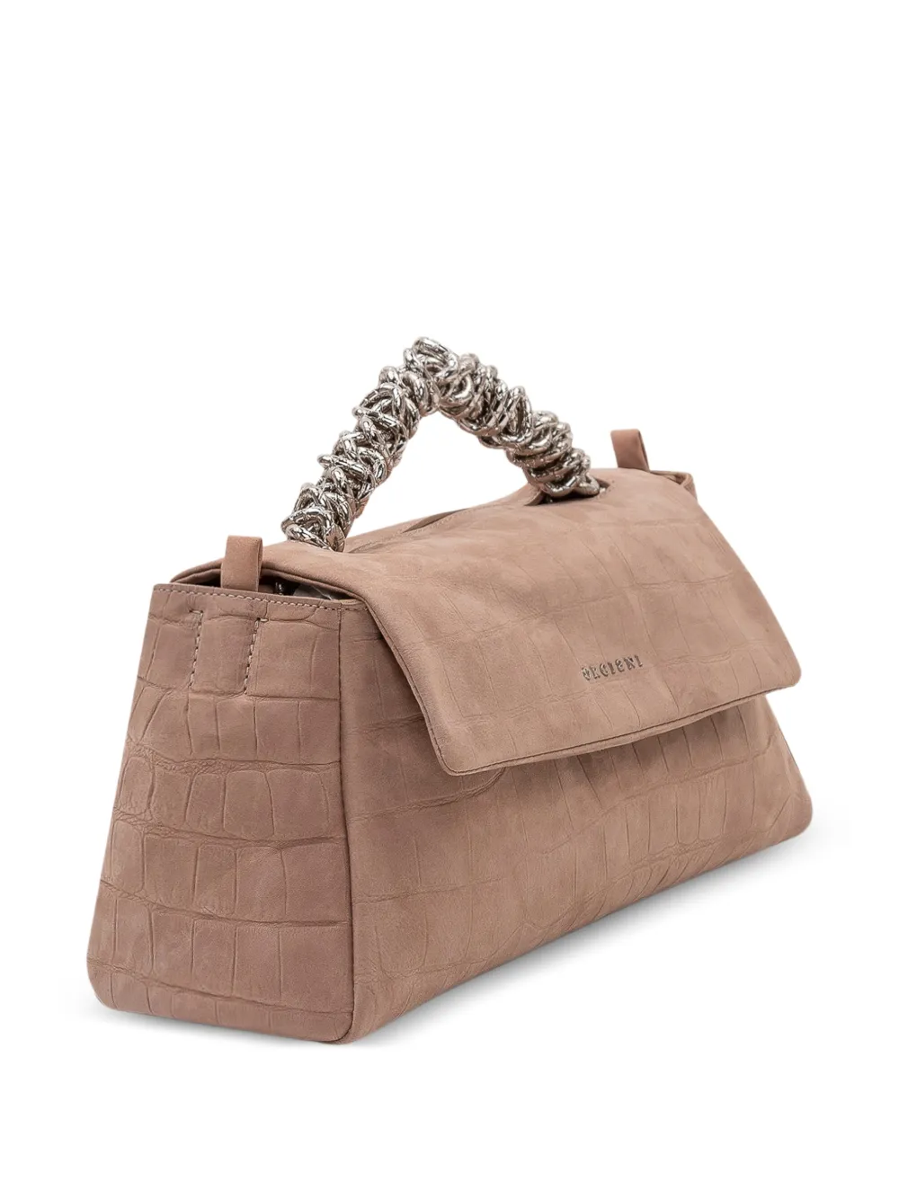 Orciani Shopper met krokodillen-reliëf en gedraaid handvat Beige