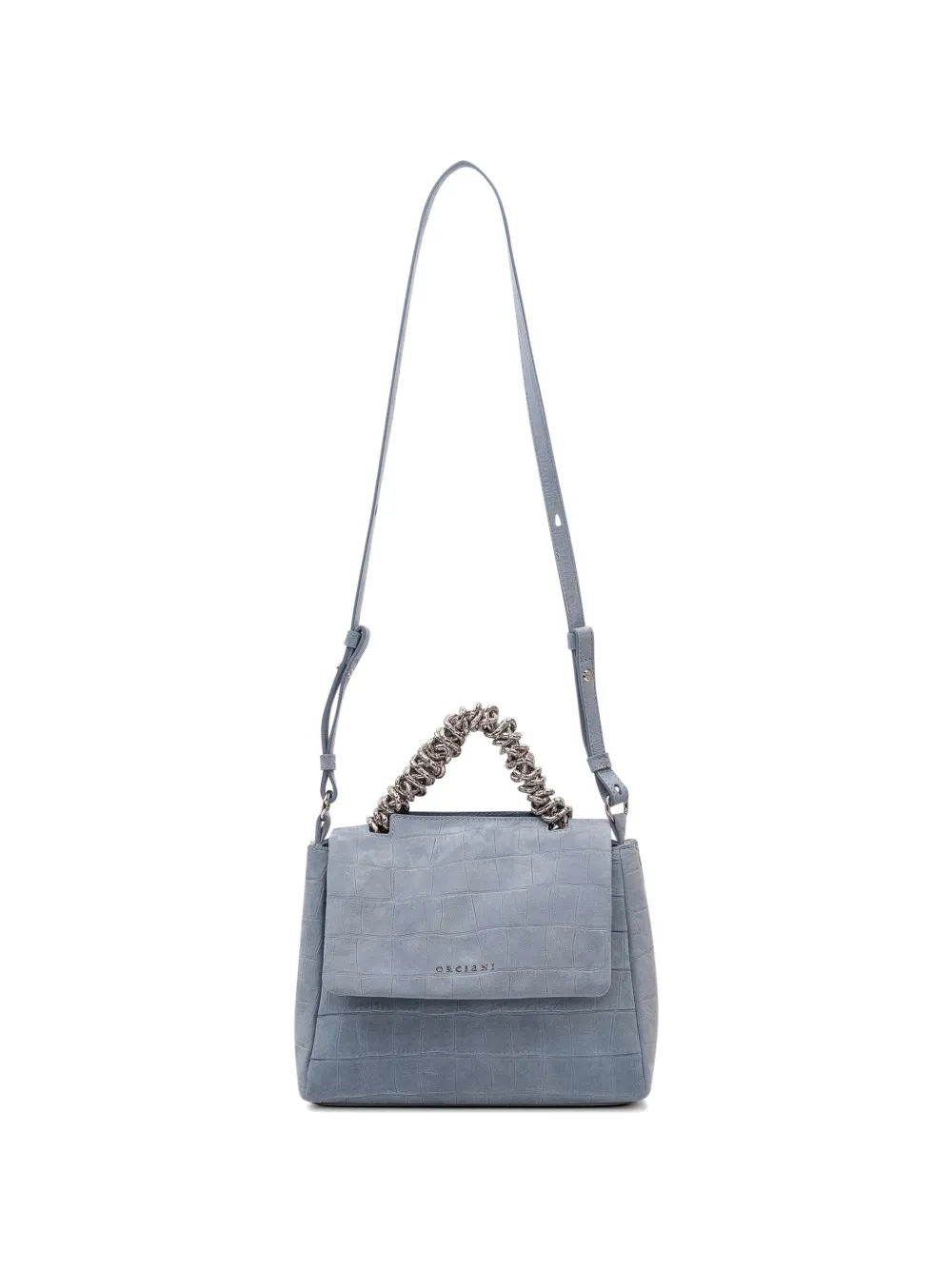 Orciani Shopper met krokodillenleer-reliëf en kettinghengsel Blauw