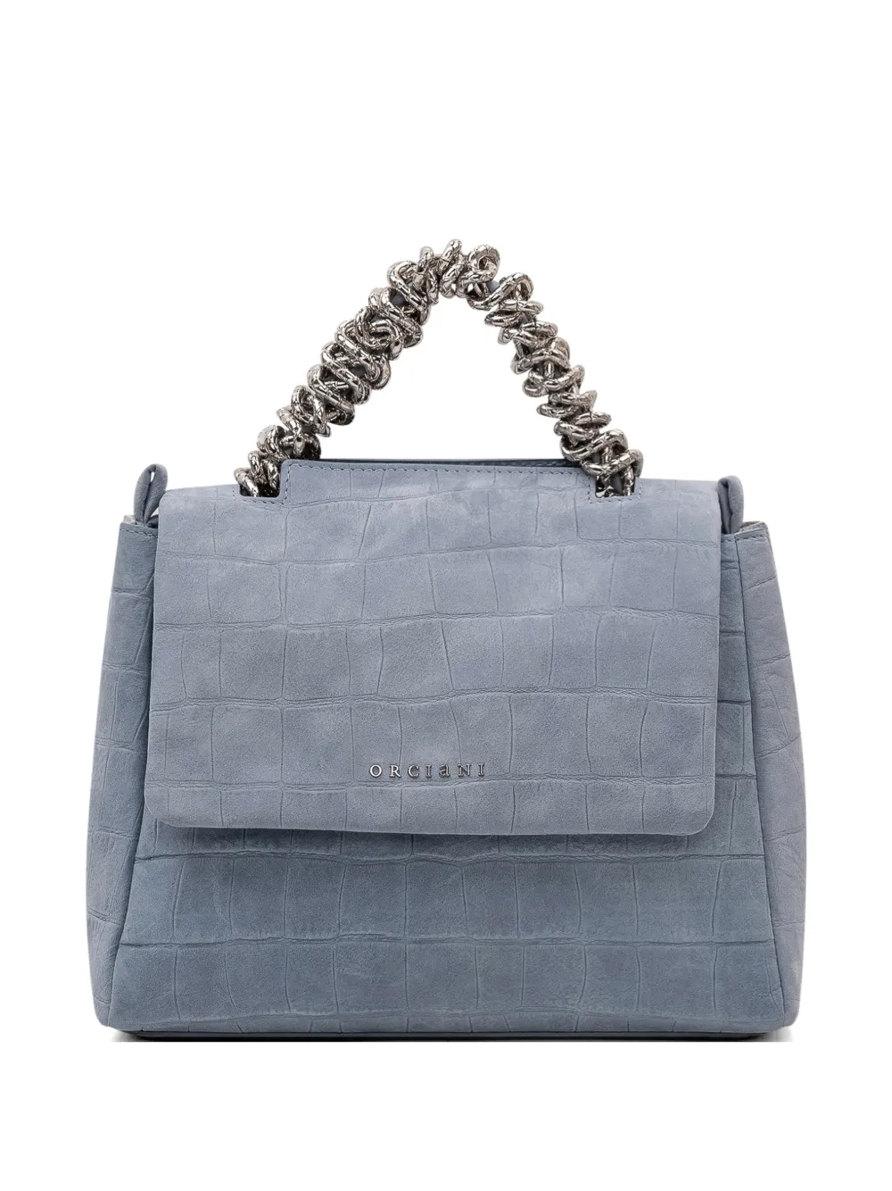 Orciani crocodile-effect chain handle tote bag - Blu