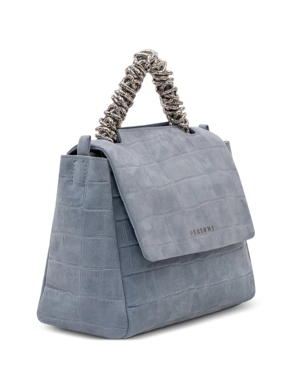 Orciani Shopper met krokodillenleer-reliëf en kettinghengsel Blauw