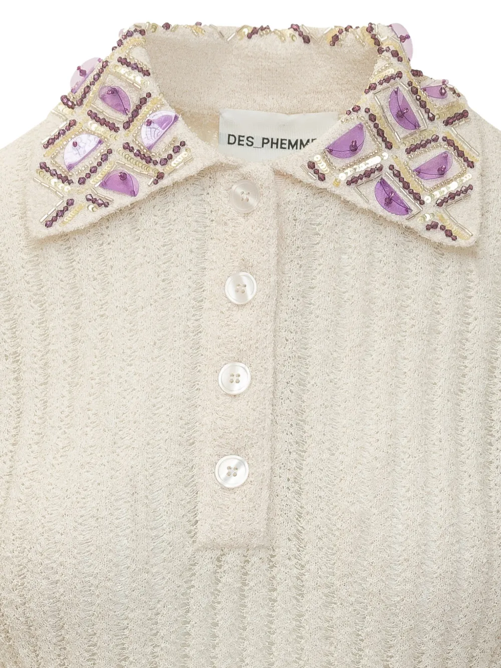  Des Phemmes Embroidered Polo - Neutrals 