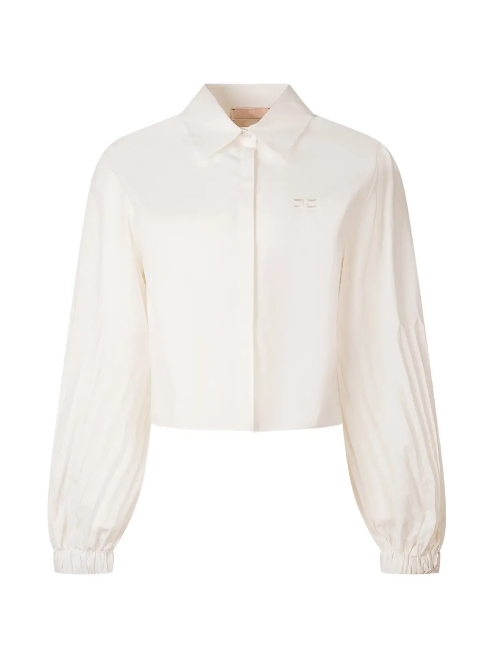 Elisabetta Franchi La Mia Bambina pleated-sleeve logo-embroidered shirt - Weiß