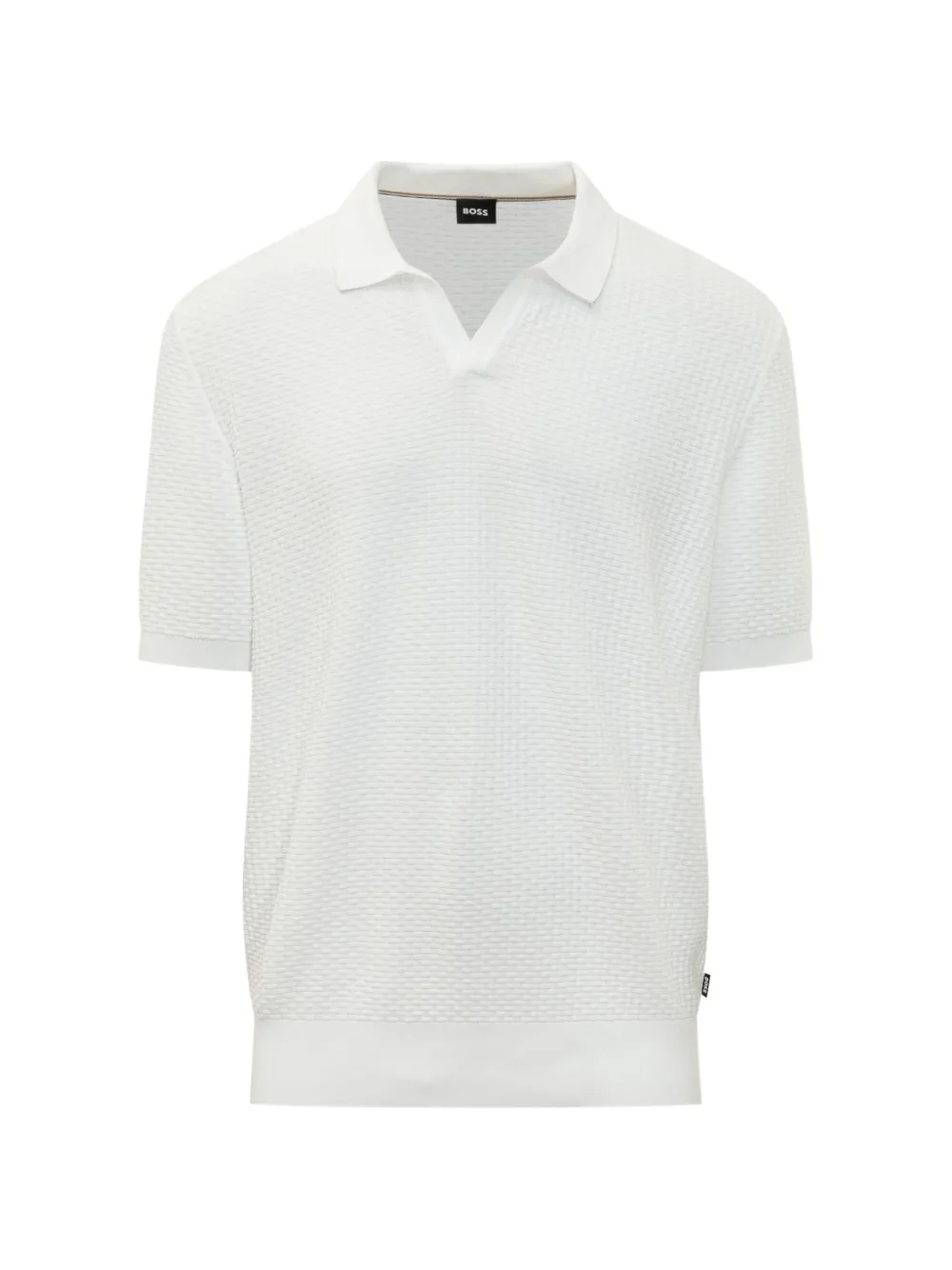 BOSS waffle-knit short-sleeve polo - Bianco