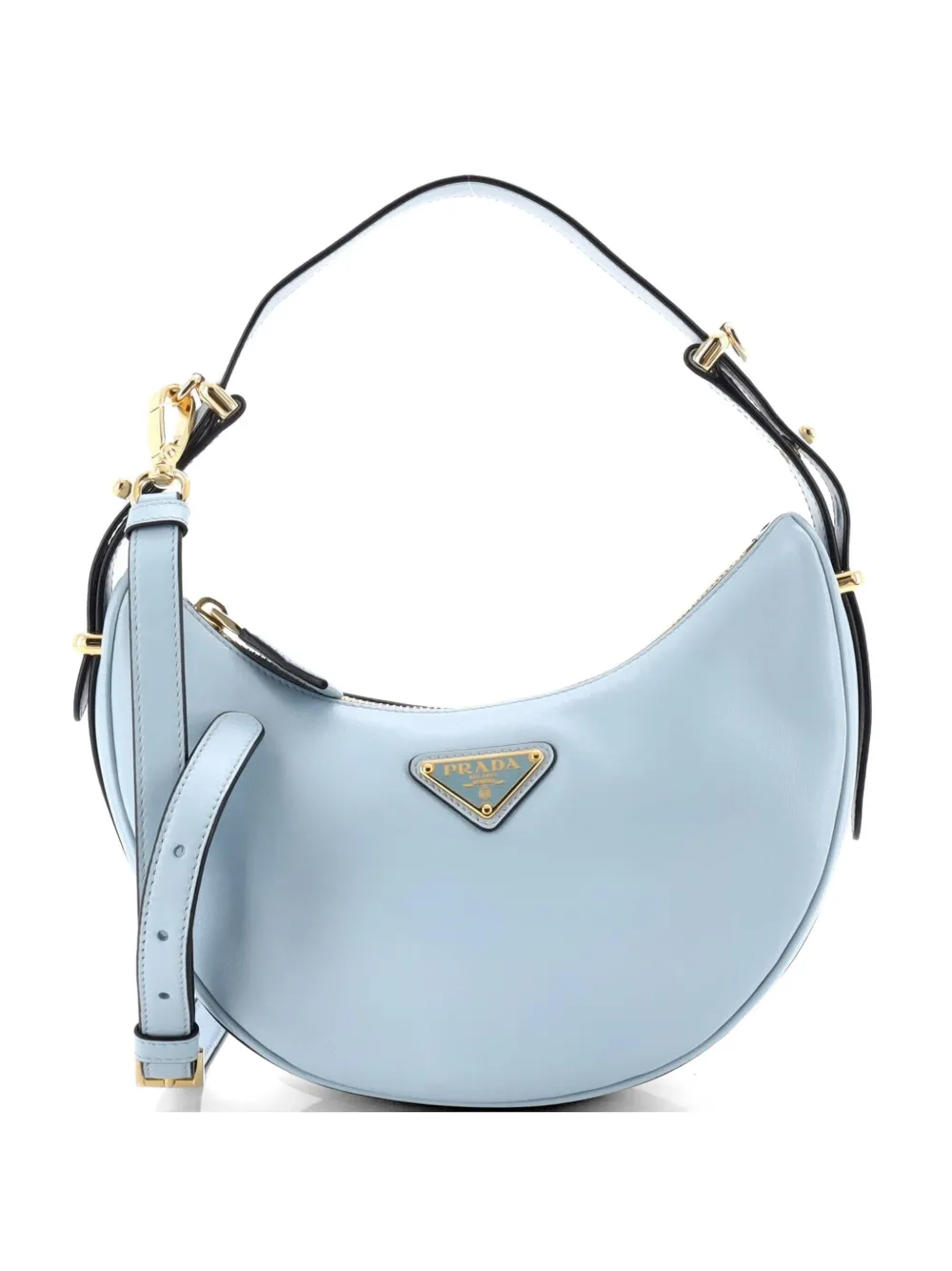 Prada Pre-Owned Arque Half Moon Leather Small hobo bag - Blu
