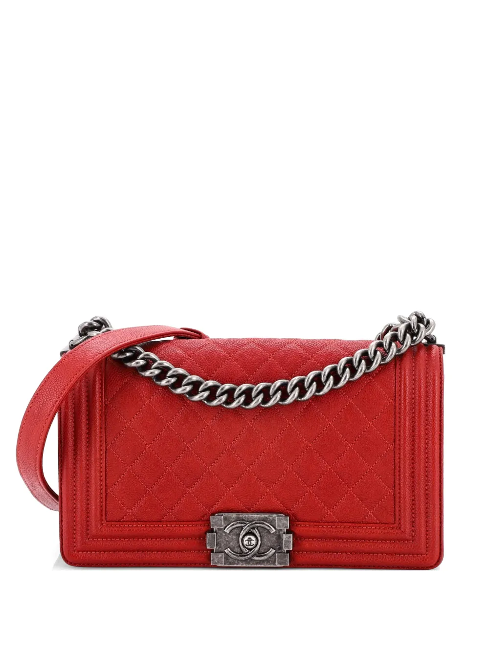 CHANEL Pre-Owned Boy Flap Bag Quilted Caviar Old Medium crossbody bag - Rosso
