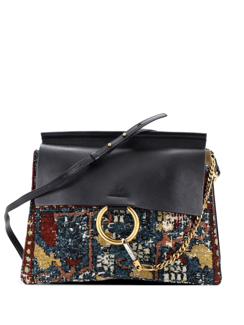 Chloé Pre-Owned Faye Leather and Tapestry Medium shoulder bag - Nero