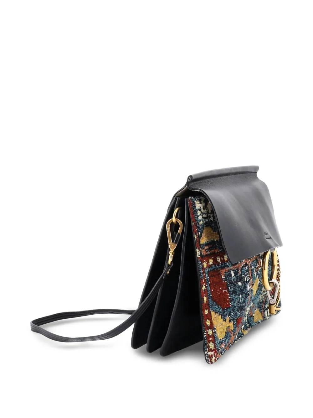 Faye Leather And Tapestry Medium Shoulder Bag