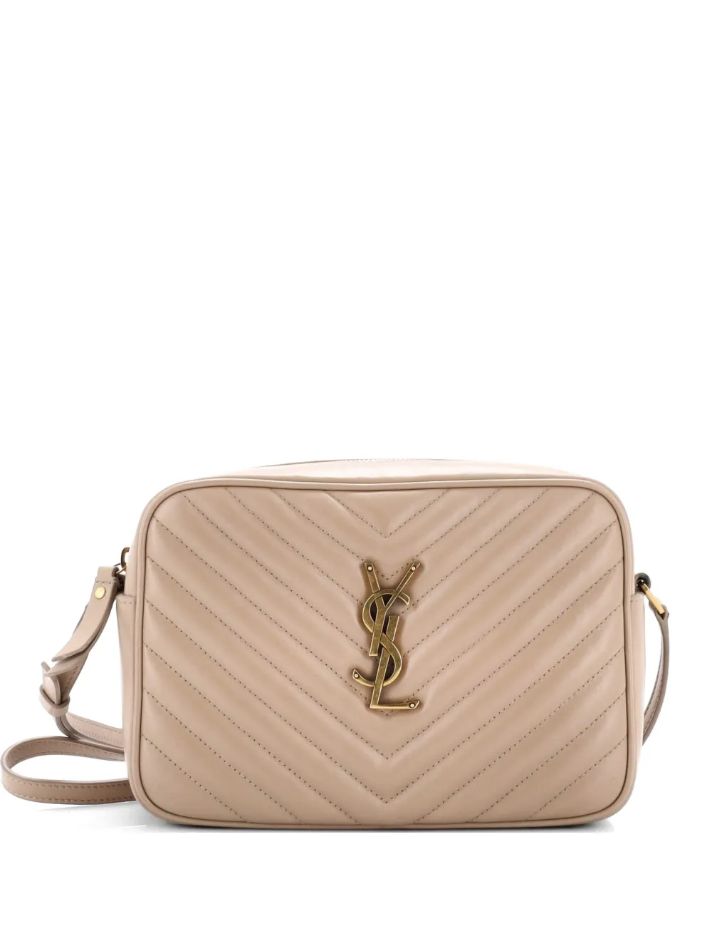 Saint Laurent Pre-Owned Kleine Lou Matelasse Umhängetasche aus Leder mit Zickzackmuster - Nude
