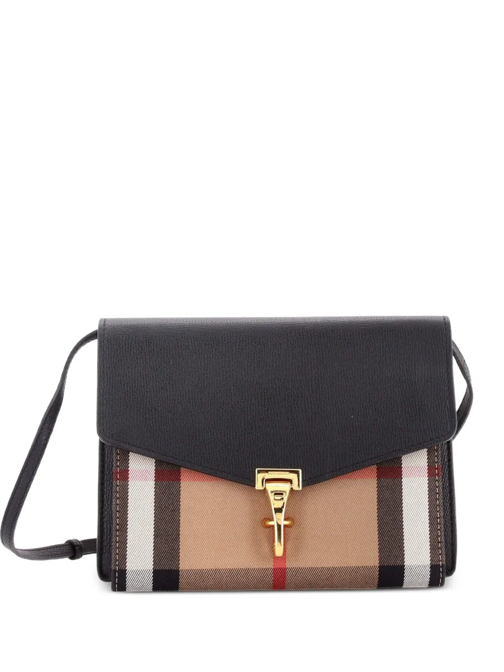 Burberry Pre-Owned Macken Leather and House Check Canvas Small crossbody bag - Nero