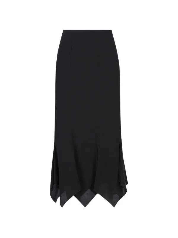 Valentino Garavani Asymmetrical Silk Skirt in Black