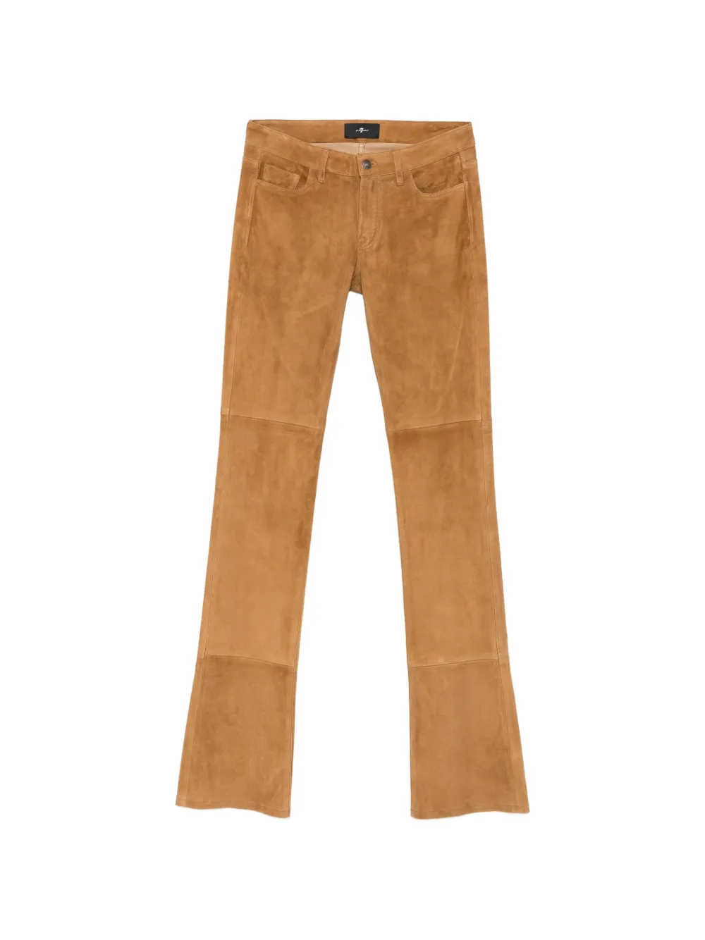 7 For All Mankind Panelled Suede Trousers In Brown