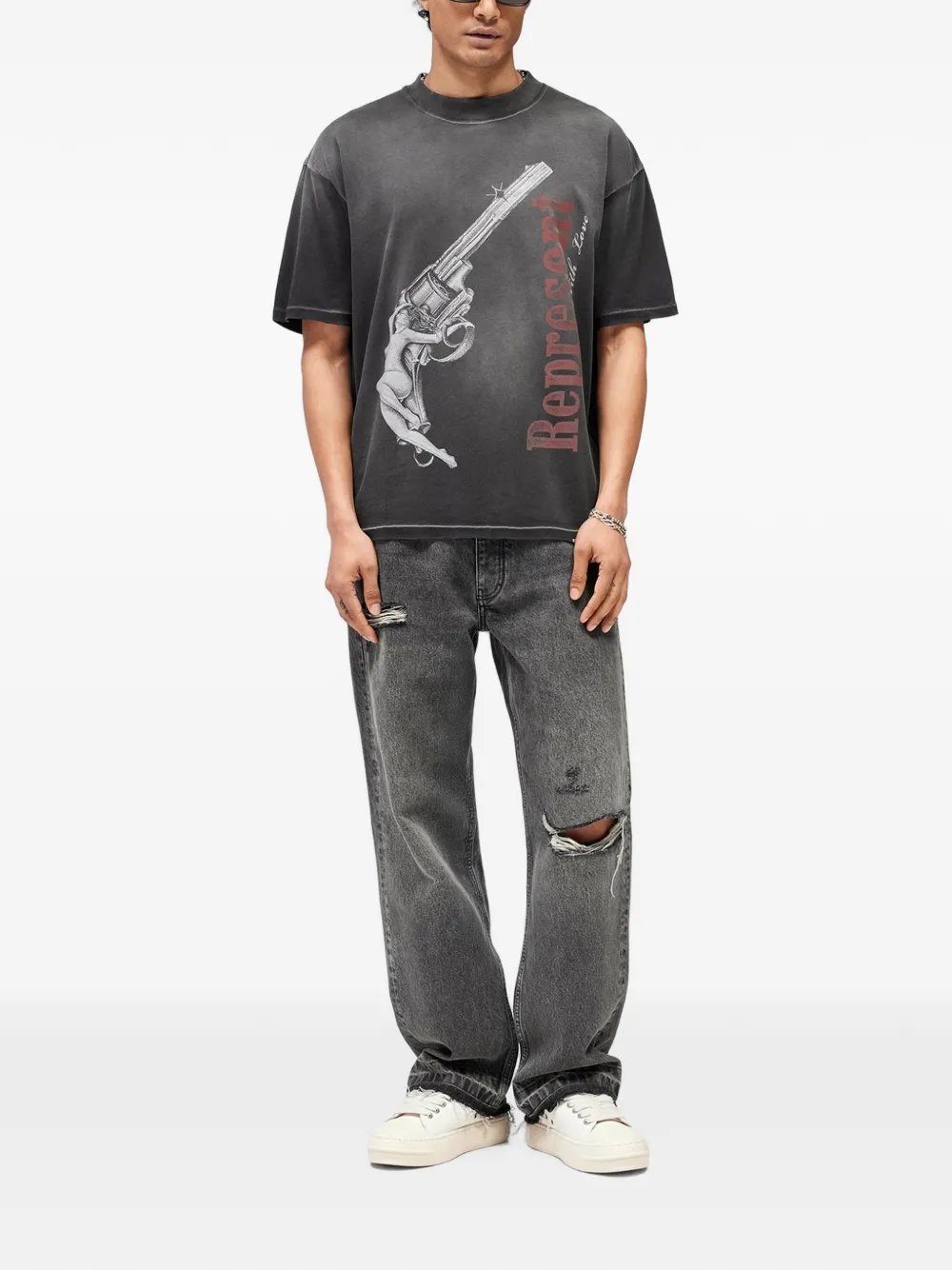 Represent T-shirt met print Grijs