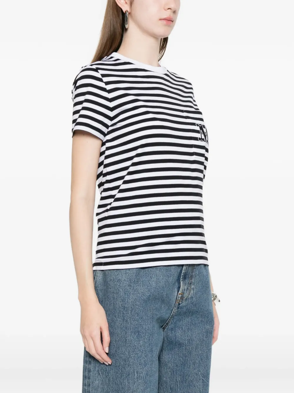 Max Mara T-shirt met geborduurde zak Zwart