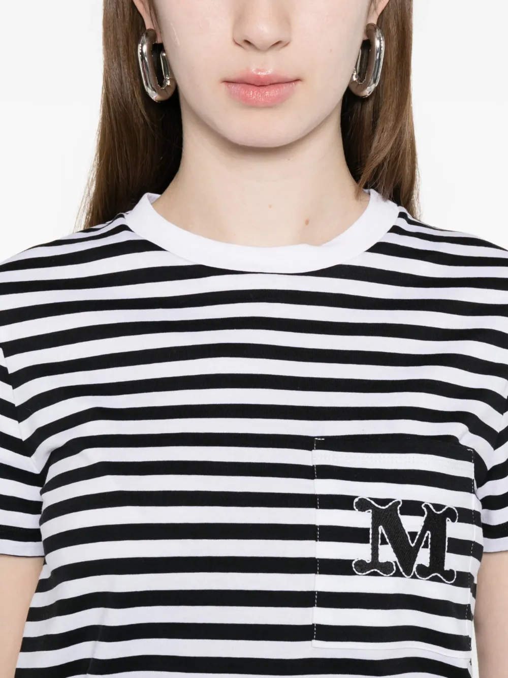 Max Mara T-shirt met geborduurde zak Zwart