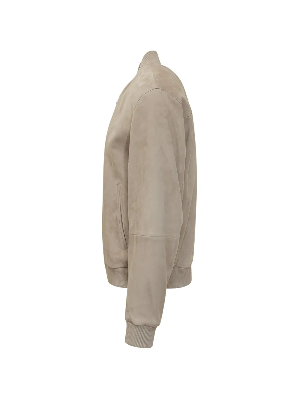  Boss Zip Fastening Leather Jacket - Neutrals 