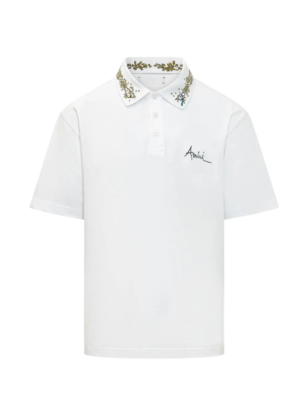 AMIRI floral-collar polo shirt - Bianco
