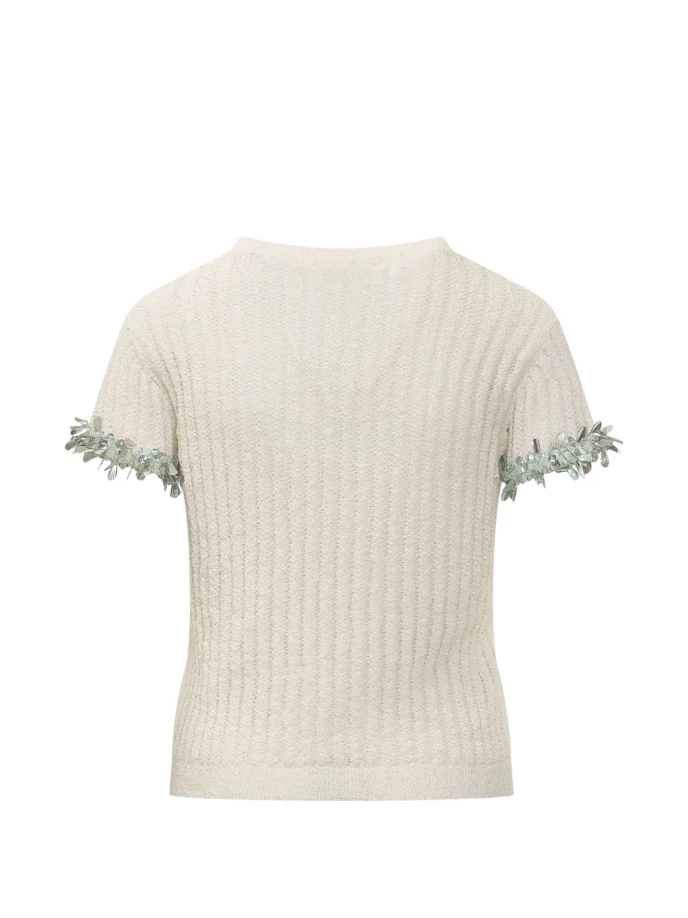 Des Phemmes Embroidered Ribbed Top - Neutrals 