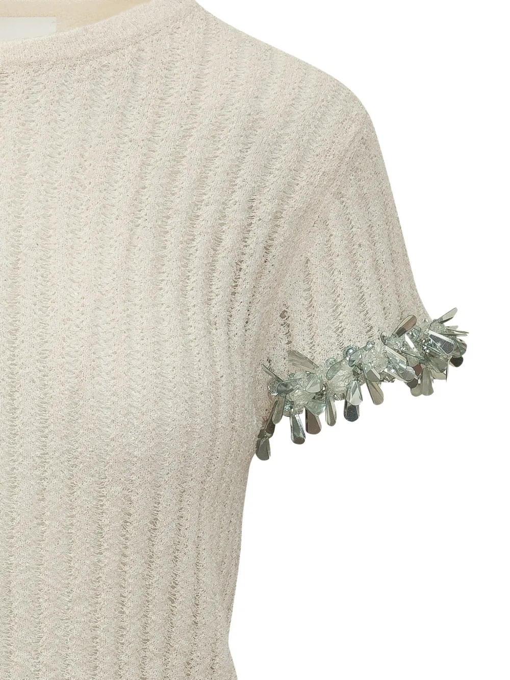  Des Phemmes Embroidered Ribbed Top - Neutrals 