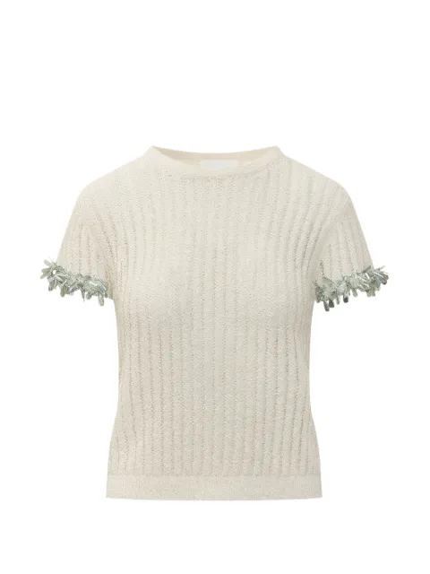 DES PHEMMES embroidered ribbed top