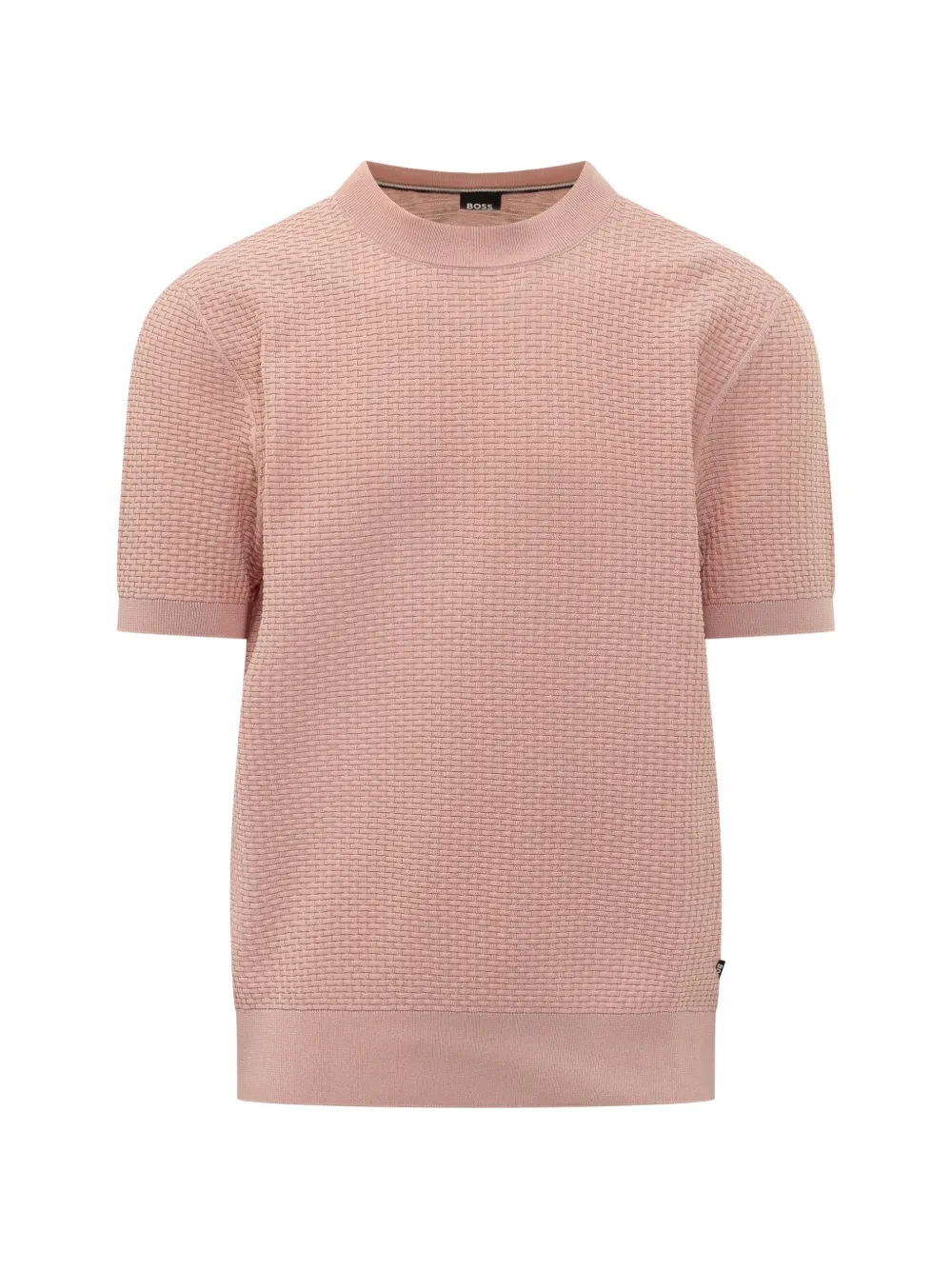 BOSS basket-weave short-sleeve sweater - Rosa