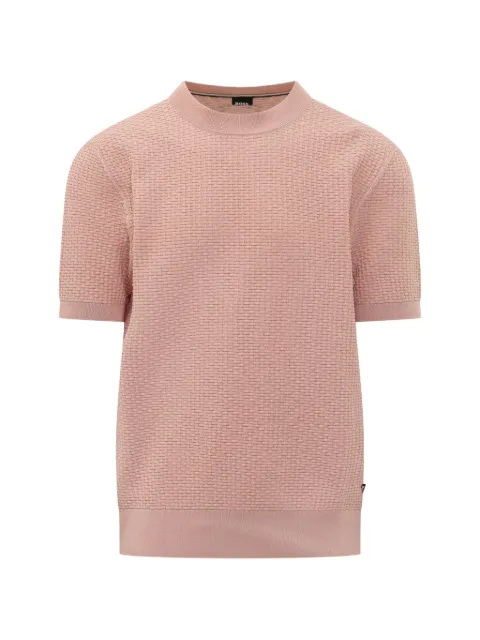 BOSS basket-weave short-sleeve sweater
