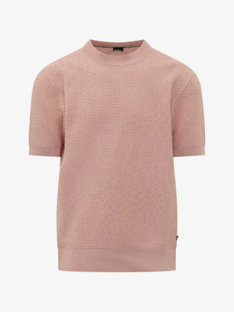 BOSS basket-weave short-sleeve sweater