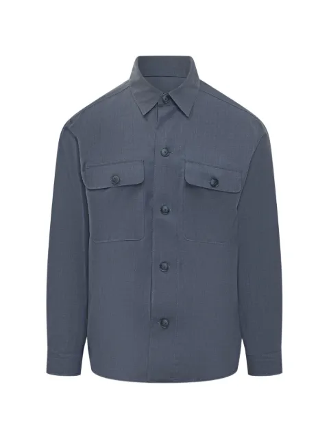 BOSS button-up chest-pocket overshirt
