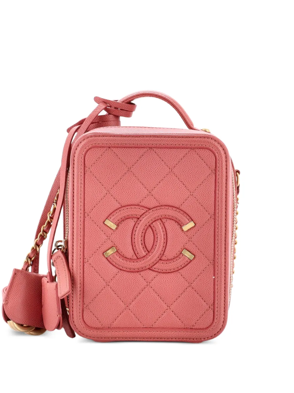 CHANEL Pre-Owned Filigree Vertical Vanity Case Quilted Caviar crossbody bag - Pink