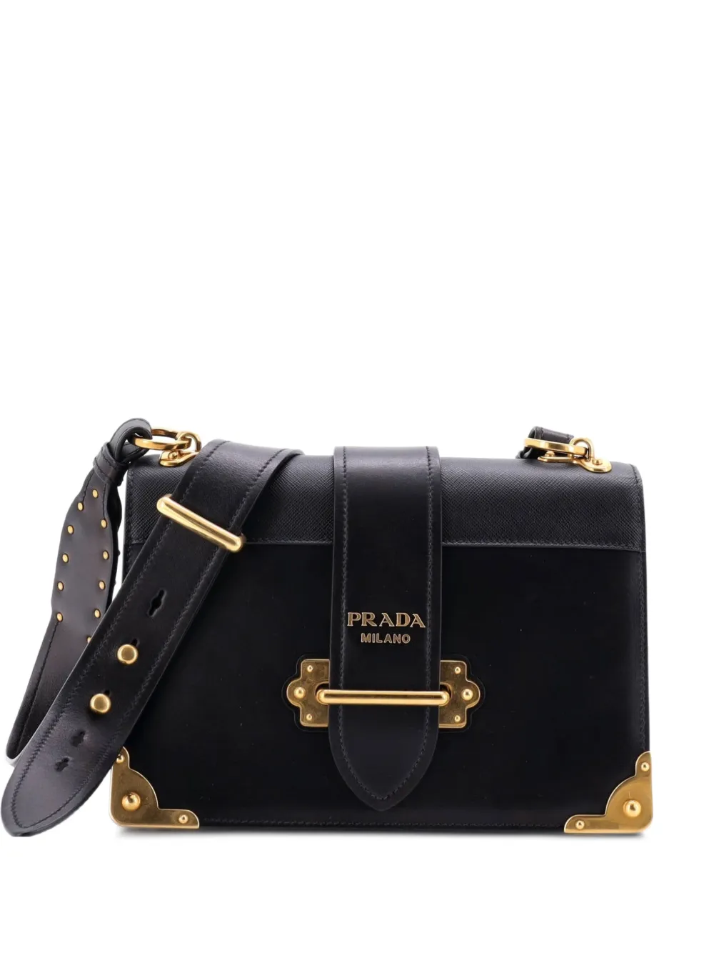 Prada Pre-Owned Cahier Leather and Saffiano Leather Large crossbody bag - Nero