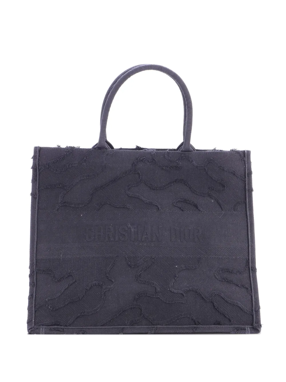 Christian Dior Pre-Owned Book Camouflage Embroidered Canvas Large tote bag - Black