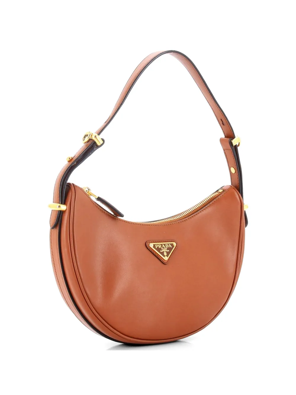  Prada Pre-owned Arque Half Moon Leather Small Hobo Bag - Brown 